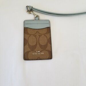 Authentic Coach Signature Blue/Tan Lanyard